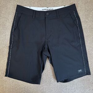 Vans Vanphibian board Shorts Hybrid Surf Logo piping unlined sz 32 Mens Black
